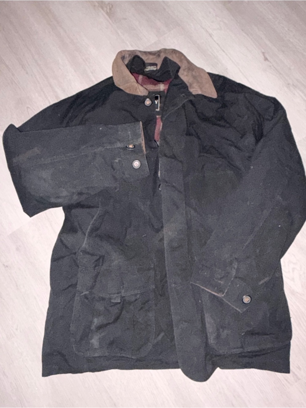 Men’s Black Field Jacket with Brown Corduroy Collar